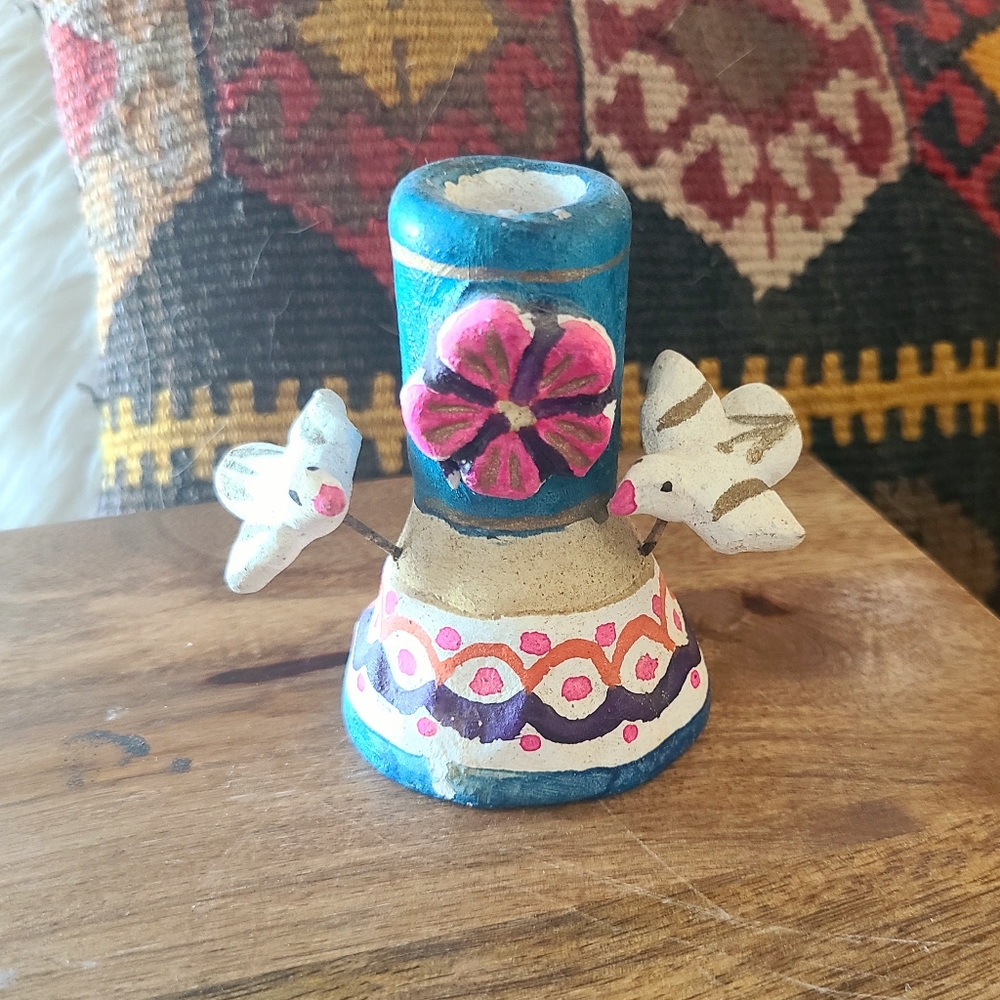 Vintage Mexican Folk Art Candle Holder